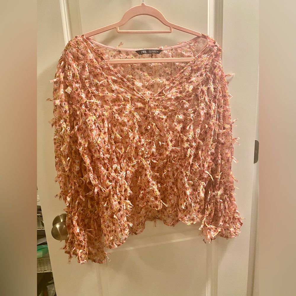 Zara Dimension Pink Feather top